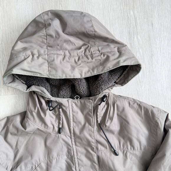 LL Bean Warm-Up Jacket Hooded Fleece Brown Lined Women's Large 3 Season EUC - Picture 5 of 15